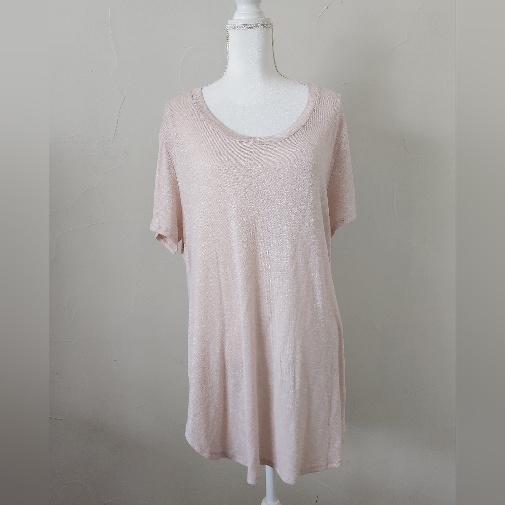 Massimo For Target Pale Blush Short-Sleeve Scoop Neck Tunic Sweater